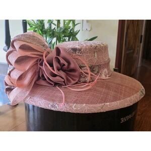 NIB Champagne Italy Blush Floral Derby, Special Occasion Sun Hat W/bow